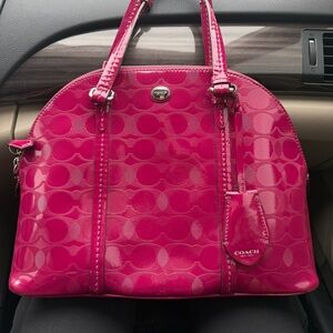 Coach Pink Patent Leather Dome Tote